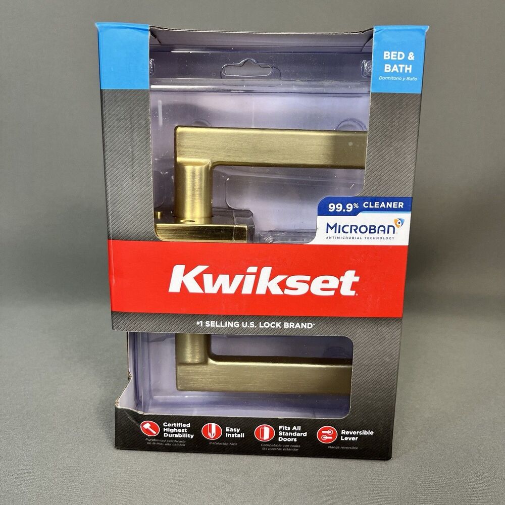 Kwikset Halifax Square Satin Nickel Privacy Bed/Bath Door Handle